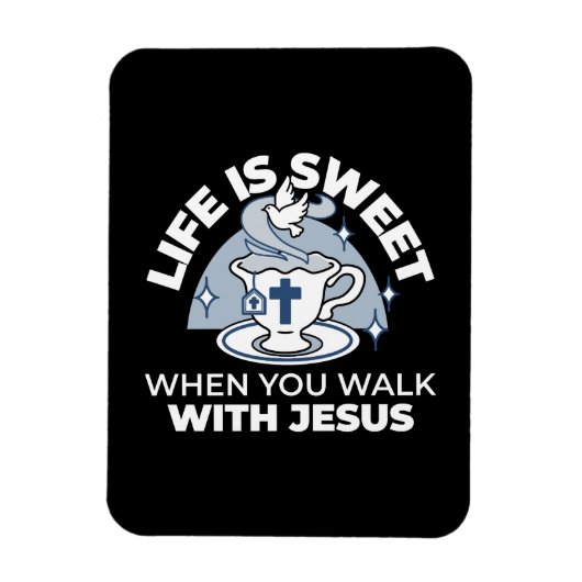 Trouwe Levende Kunst - Teacup met Kruis en Duif Magneet (Verticaal)