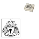 Trouwe Levende Kunst - Teacup met Kruis en Duif Rubberstempel (Gestempeld)