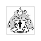 Trouwe Levende Kunst - Teacup met Kruis en Duif Rubberstempel (Afrduk)