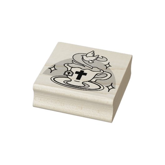 Trouwe Levende Kunst - Teacup met Kruis en Duif Rubberstempel (Stempel)
