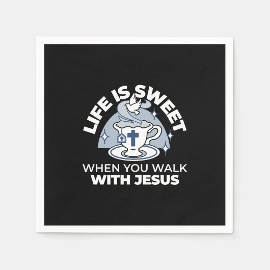 Trouwe Levende Kunst - Teacup met Kruis en Duif Servet (Voorkant)