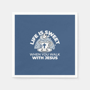 Trouwe Levende Kunst - Teacup met Kruis en Duif Servet