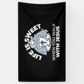 Trouwe Levende Kunst - Teacup met Kruis en Duif Spandoek (Verticaal)