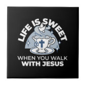 Trouwe Levende Kunst - Teacup met Kruis en Duif Tegeltje (Voorkant)