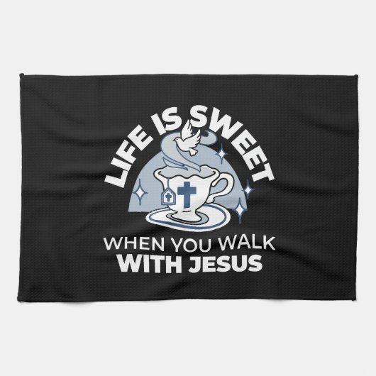 Trouwe Levende Kunst - Teacup met Kruis en Duif Theedoek (Horizontaal)