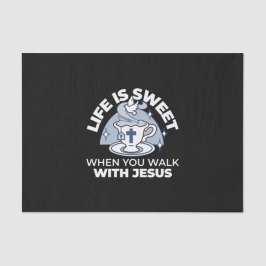 Trouwe Levende Kunst - Teacup met Kruis en Duif Tissuepapier (Voorkant)