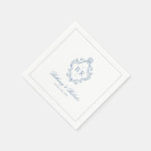 Trouwe Monogram Blauwe Bruiloft Servet (Hoek)