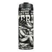 Trouwe Patriot: Jezus, Amerika, Cowgirl Thermosbeker (Voorkant)