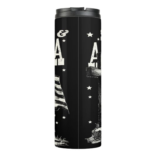 Trouwe Patriot: Jezus, Amerika, Cowgirl Thermosbeker (Achterkant)