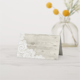 Trouwe plaatskaart Shabby Wood and Lace Wedding Fo Plaatskaartje