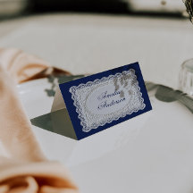Trouwe plaatskaarten van vintage marineblauw kant