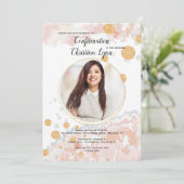 Trouwe Roze Foto Religieuze Uitnodiging (Staand voorkant)