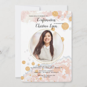 Trouwe Roze Foto Religieuze Uitnodiging