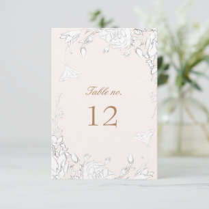 Trouwe Tafelkaart met Subtiele Roze Bloem RSVP Kaartje
