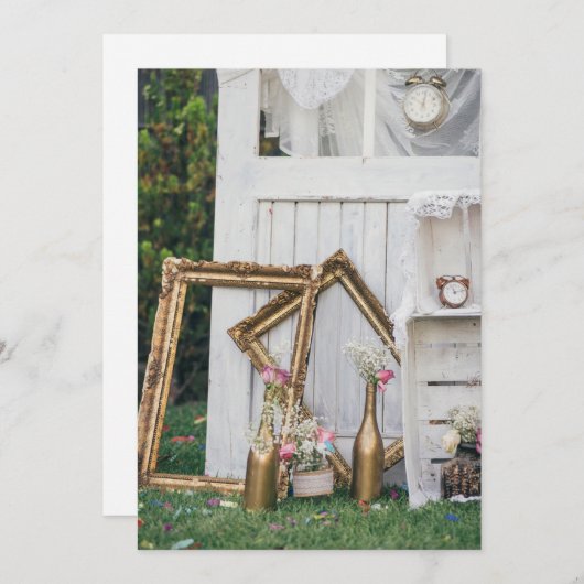 Trouwe uitnodiging in vintage stijl (Voorkant / Achterkant)
