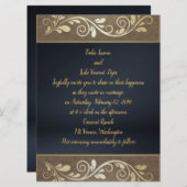 Trouwe uitnodiging met gouden swirl en platte afwe (Voorkant / Achterkant)