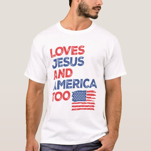 Trouwe Vrijheid: houdt ook van Jezus en Amerika T-shirt (Voorkant)