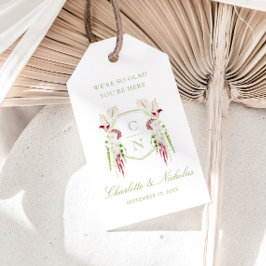 Trouwehuwelijk met Cascaderend Bloem Monogram Wape Cadeaulabel