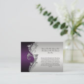 Trouwekaart paars zwart en zilver vintage plaatskaartje (Staand voorkant)