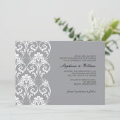 Trouwekaart van vintage kant in het grijs kaart (Staand voorkant)