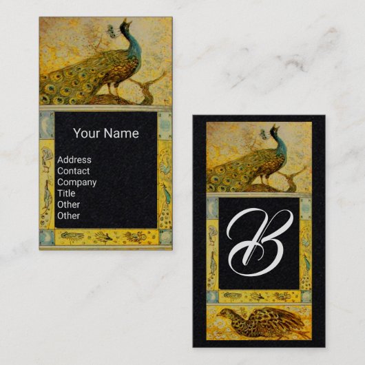 TROUWELIEFDE PAUW MONOGRAM Geel Zwart Papier Visitekaartje (Voorkant / Achterkant)