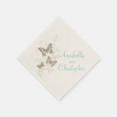Trouwen 3 inktvlinders blauwgroen crème papieren s servet (Hoek)