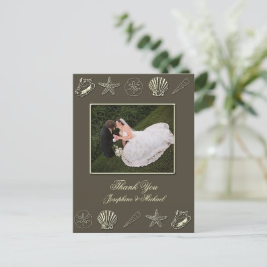 Trouwen Bedankt kaart, foto sjabloon Briefkaart (Staand voorkant)