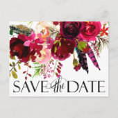 Trouwen bewaar de data | Floral Boho Aankondigingskaart (Voorkant)