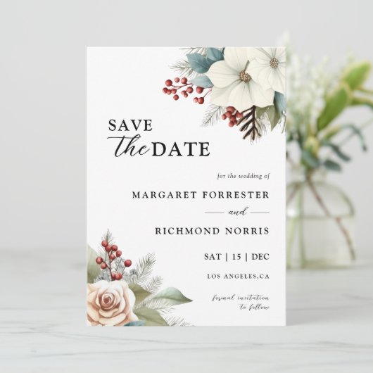 Trouwen Bewaar de datum 1 B Sjabloon Kaart (Staand voorkant)