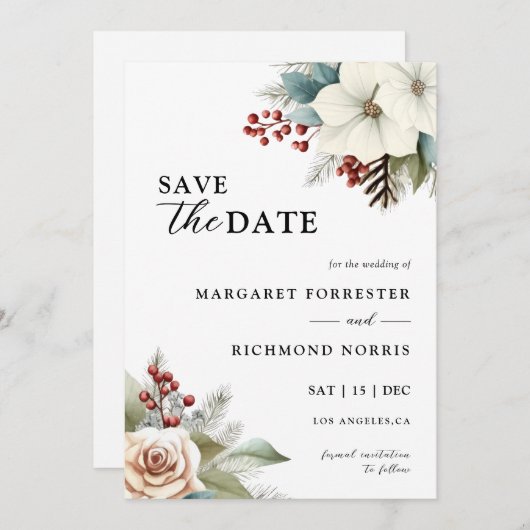 Trouwen Bewaar de datum 1 B Sjabloon Kaart (Voorkant / Achterkant)