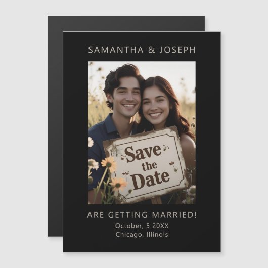 Trouwen Bewaar de datum Aangepaste foto Buitenshui Magnetische Uitnodiging (Voorkant / Achterkant)