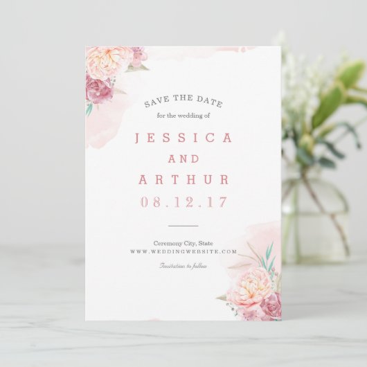 Trouwen Bewaar de datum | Blush en bloei Save The Date (Staand voorkant)