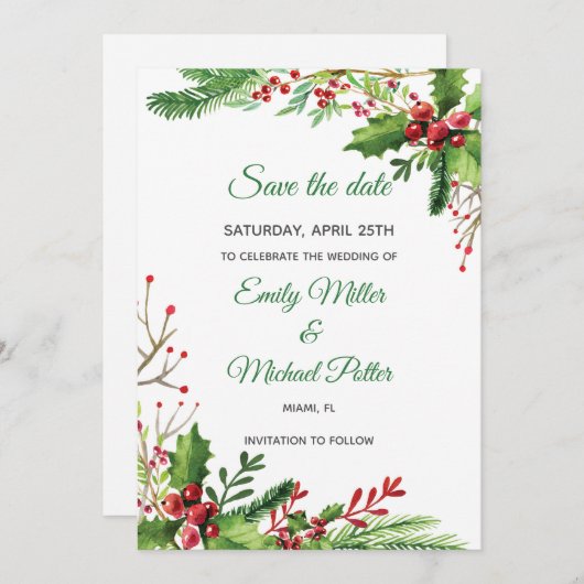 Trouwen Bewaar de datum Botanische Mistletoe gesch Save The Date (Voorkant / Achterkant)