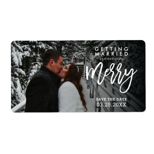 Trouwen Bewaar de datum bruiloft uitnodiging Etiket (Voorkant)