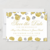 Trouwen Bewaar de datum Goud & Zilveren Verf Strok Magnetische Uitnodiging (Voorkant)