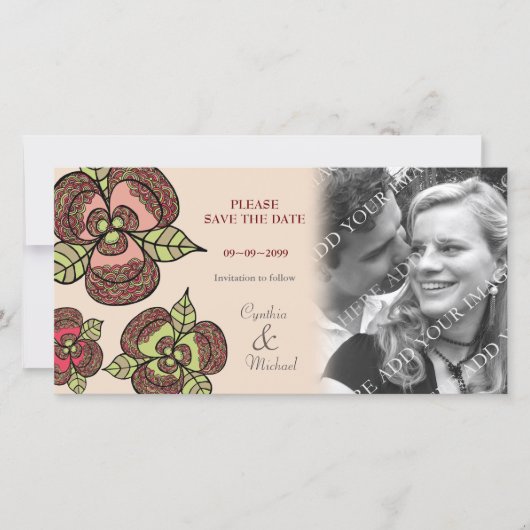 Trouwen Bewaar de datum Japanse Blooms Photo Card Save The Date (Voorkant)