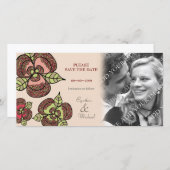 Trouwen Bewaar de datum Japanse Blooms Photo Card Save The Date (Voorkant / Achterkant)