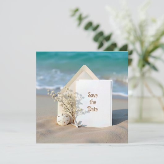 Trouwen Bewaar de datum met Starfish Save The Date (Staand voorkant)