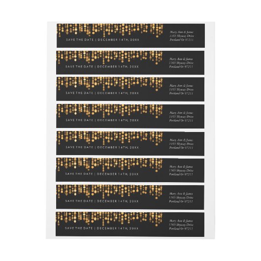 Trouwen Bewaar de datum Modern Gold Lights (Vel)