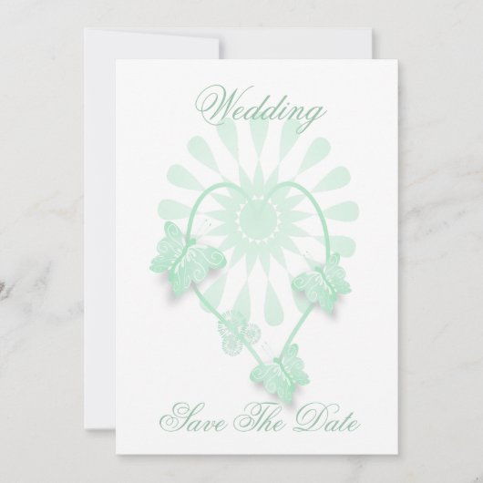 Trouwen Bewaar de datum Pepermunt Vlinders Hart Save The Date (Voorkant)