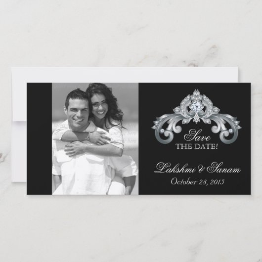 Trouwen Bewaar de datum Photocard Silver Jubileum Save The Date (Voorkant)
