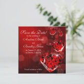 Trouwen Bewaar de datum | Red Diamond Heart Save The Date (Staand voorkant)