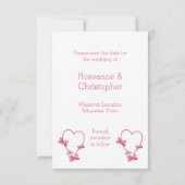 Trouwen Bewaar de datum Roze Hart en Vlinders Save The Date (Achterkant)