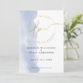 TROUWEN | Bewaar de datum Stofblauwe waterverf Kaart (Staand voorkant)