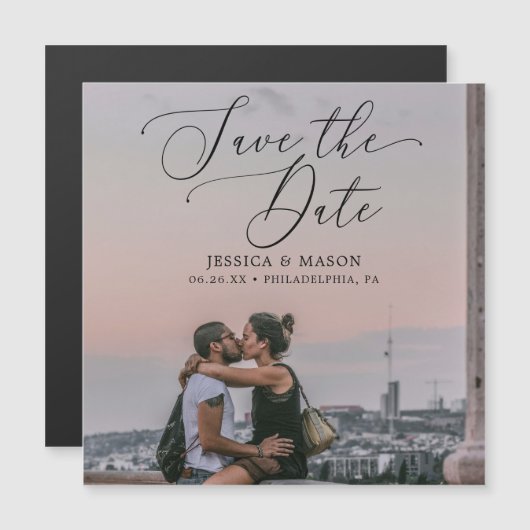 Trouwen Bewaar De Datummagneten Met Foto Magnetische Uitnodiging (Voorkant / Achterkant)