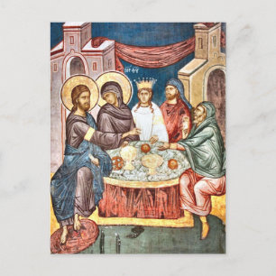 Trouwen bij Cana Orthodox Christelijk Icon Briefkaart