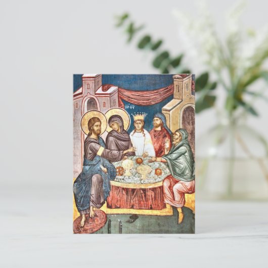 Trouwen bij Cana Orthodox Christelijk Icon Briefkaart (Staand voorkant)