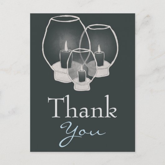 Trouwen bij kaarslicht, dank u briefkaart (Voorkant)