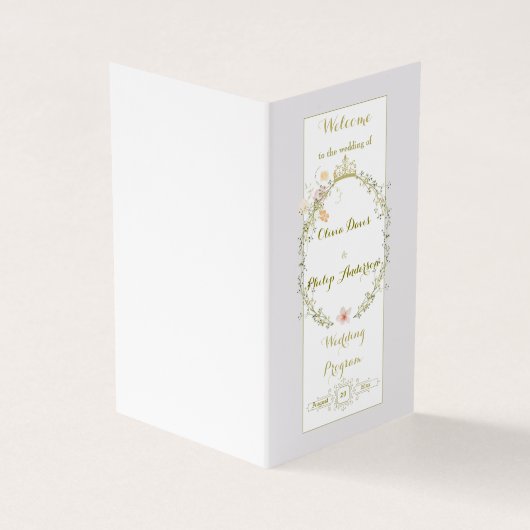 Trouwen Bloemen Ornament Classic Kaart (Buitenkant)