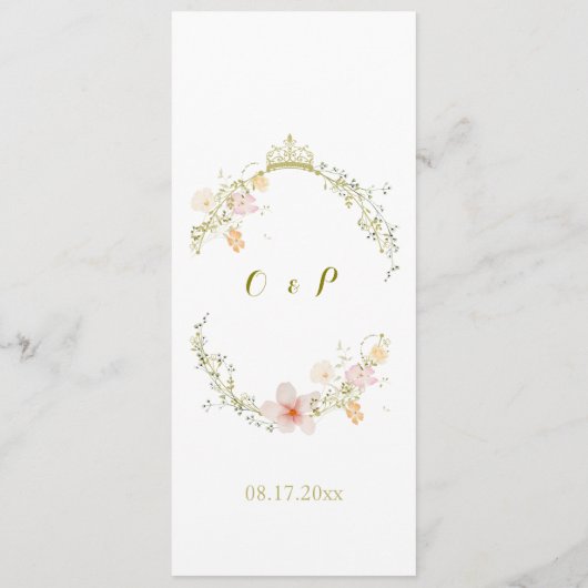 Trouwen  Bloemen Ornament Classic Menu (Achterkant)